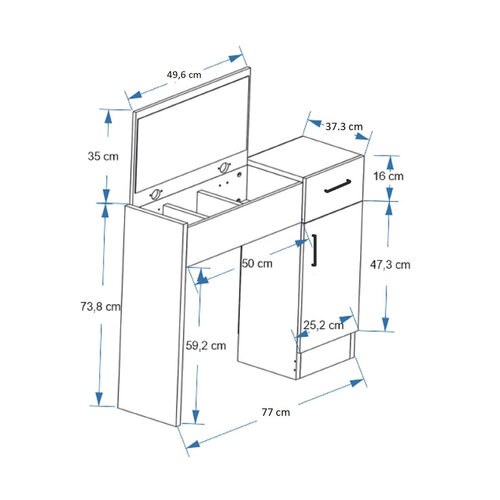 Inci Light Walnut kozmetikai asztal