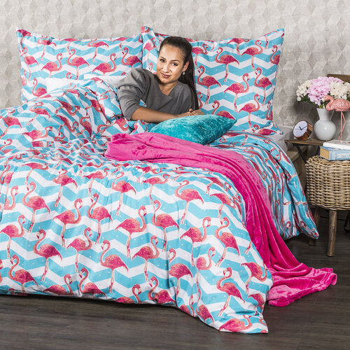 4Home Pościel bawełniana Flamingo, 220 x 200 cm, 2 szt. 70 x 90 cm