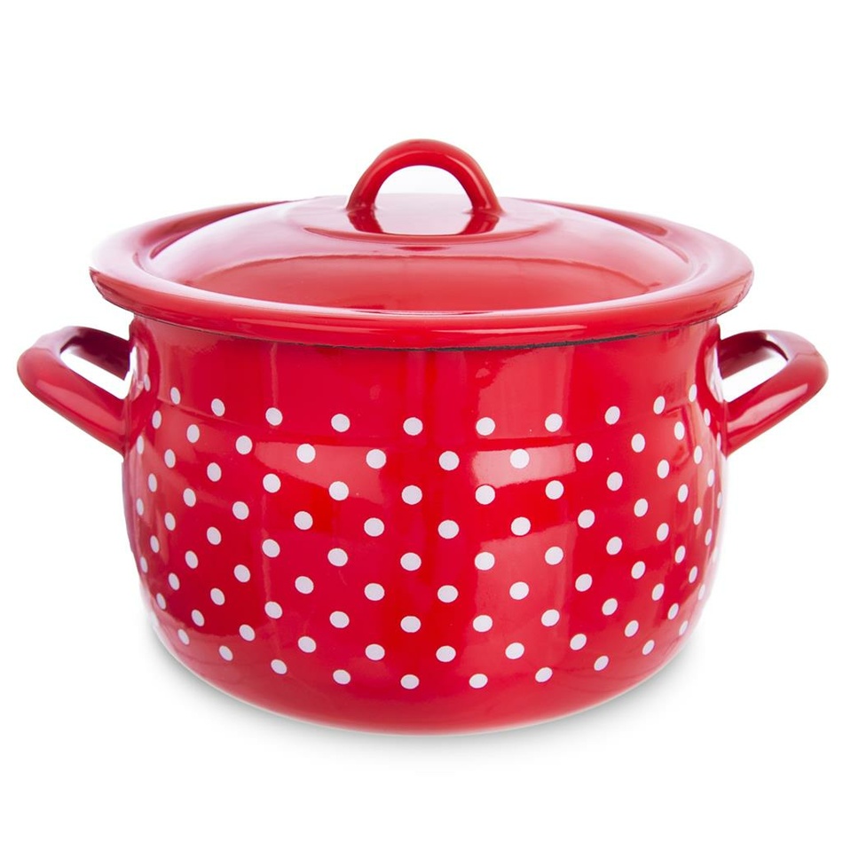 Orion Smaltovaný hrniec s pokrievkou Tečka, 20 cm
