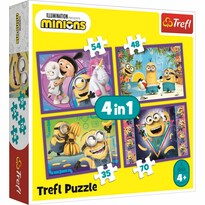 Trefl Puzzle Gru, Dru i Minionki 3 W świecie Minionków, 4w1 35, 48, 54, 70 elementów Trefl Puzzle Gru, Dru i Minionki 3 W świecie Minionków, 4w1 35, 48, 54, 70 elementów