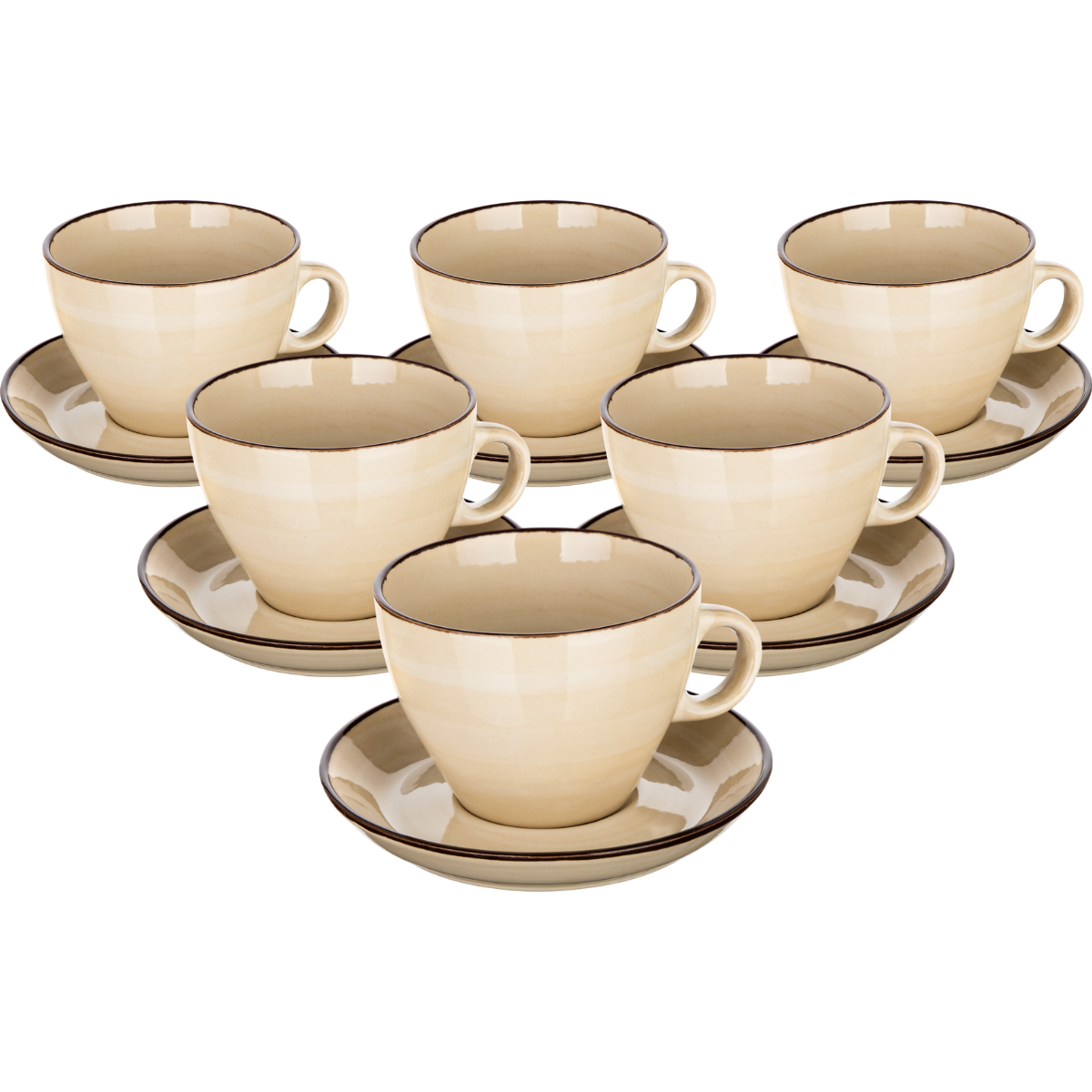 Banquet Sada 6 šálků s podšálky Palas 290 ml, krémová