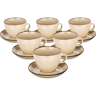 Banquet Set mit 6 Tassen und Untertassen Palas 290 ml, cremefarben