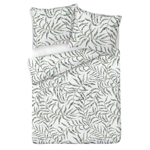 Lenjerie de pat Matex Satin Frunze tropicale , 140 x 200 cm, 70 x 90 cm