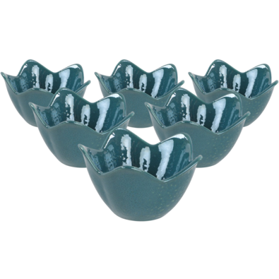Sada 6 keramických misek Lotus 11,8 cm, tyrkysová