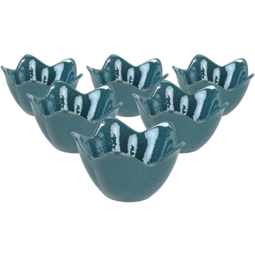 Komplet 6 keramičnih skodelic Lotus, 11,8 cm,turkizna barva