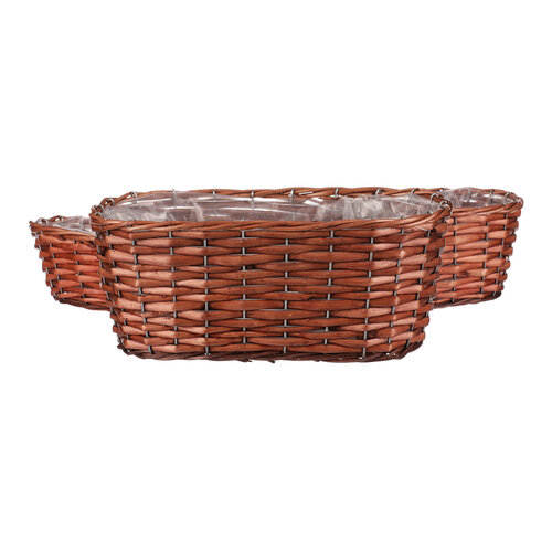 Komplet pletenih cvetličnih korit Garden oval, 3kos, 3 velikosti