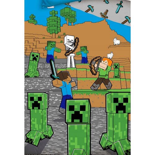 Kinderbettwäsche Minecraft Time to Mine, 140 x 200 cm, 70 x 90 cm