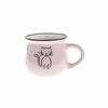 Keramikbecher Katze 370 ml, rosa