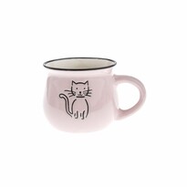 Keramikbecher Katze 370 ml, rosa