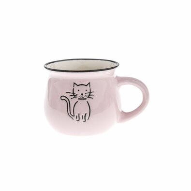 Keramikbecher Katze 370 ml, rosa