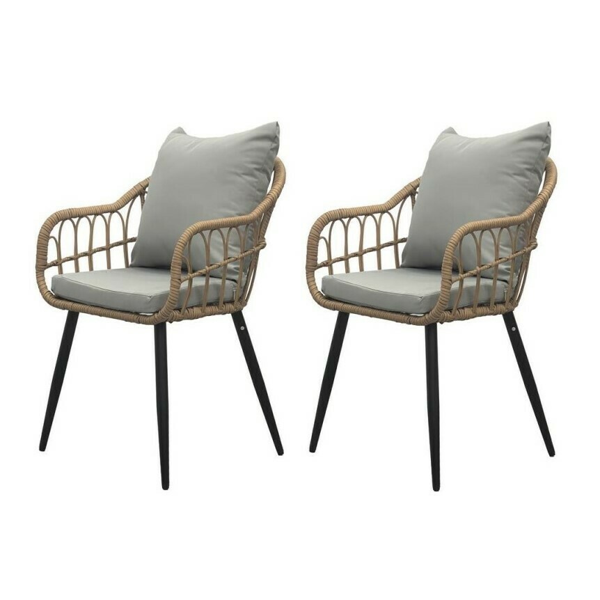 Autronic Zestaw krzeseł ogrodowych, 2 szt., metal, polyrattan, naturalny, AZ-F1406 NAT