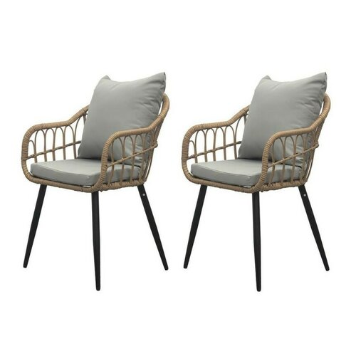 Autronic Set de scaune de grădină, 2 buc., metal,ratan sintetic, natural, AZ-F1406 NAT