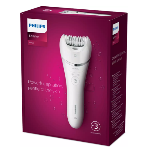 Philips Epilátor pro mokré a suché holení 3v1 BRE700/00, Series 8000