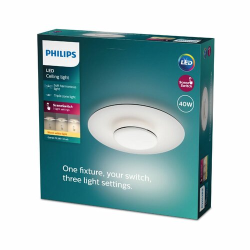 Philips 8720169195271 stropné LED svietidlo Garnet, čierna, 1x 40 W 4200lm 2700K IP20