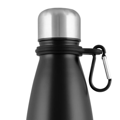 Altom Rozsdamentes vízpalack karabinerrel 350 ml,fekete