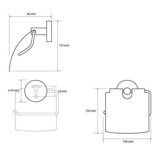 Sapho XR732W X-Round White uchwyt na papier toaletowy z pokrywą, biały