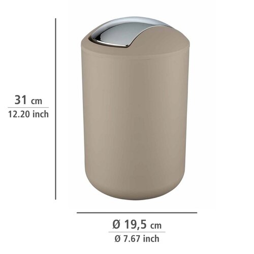 Wenko Brasil 6,5 l, taupe színű, billenő fedelesszemetes