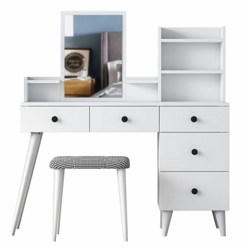 Kozmetický stolík Bela White so stoličkou