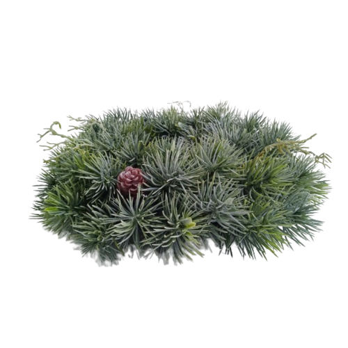 Karácsonyi műfenyő koszorú fűvel, átmérő 30 cm