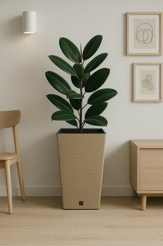 Ghiveci de flori FURU SQUARE ECO WOOD cu inserție24 c m, maro