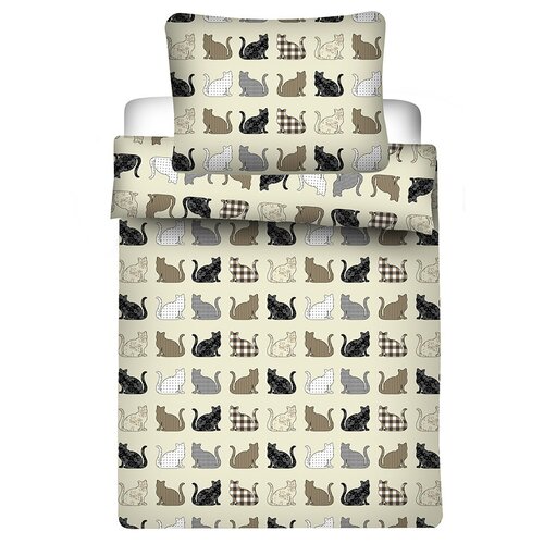 Jerry Fabrics Крепова постільна білизна Коти, 140 х 200 см, 70 х 90 см