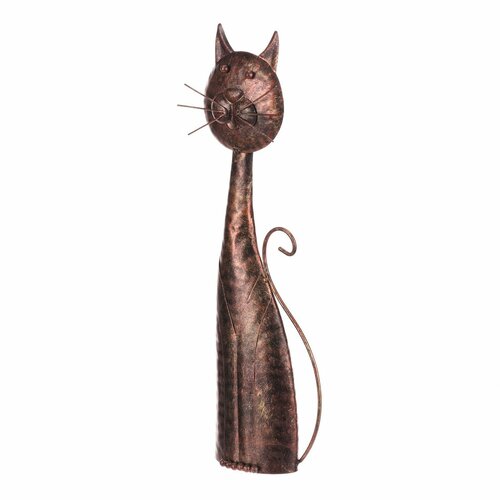 Réz macska fém kerti dekoráció, 15 x 44 x 7 cm