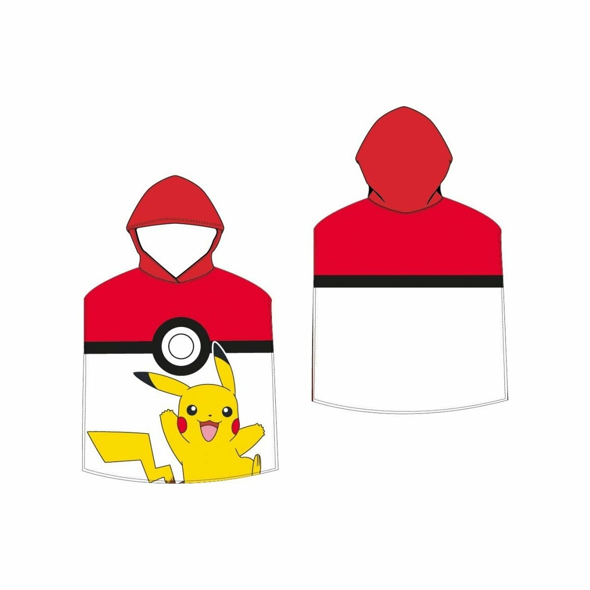 Fotografie Dětské pončo Pokémon Pokéball a Pikachu, 50 x 115 cm