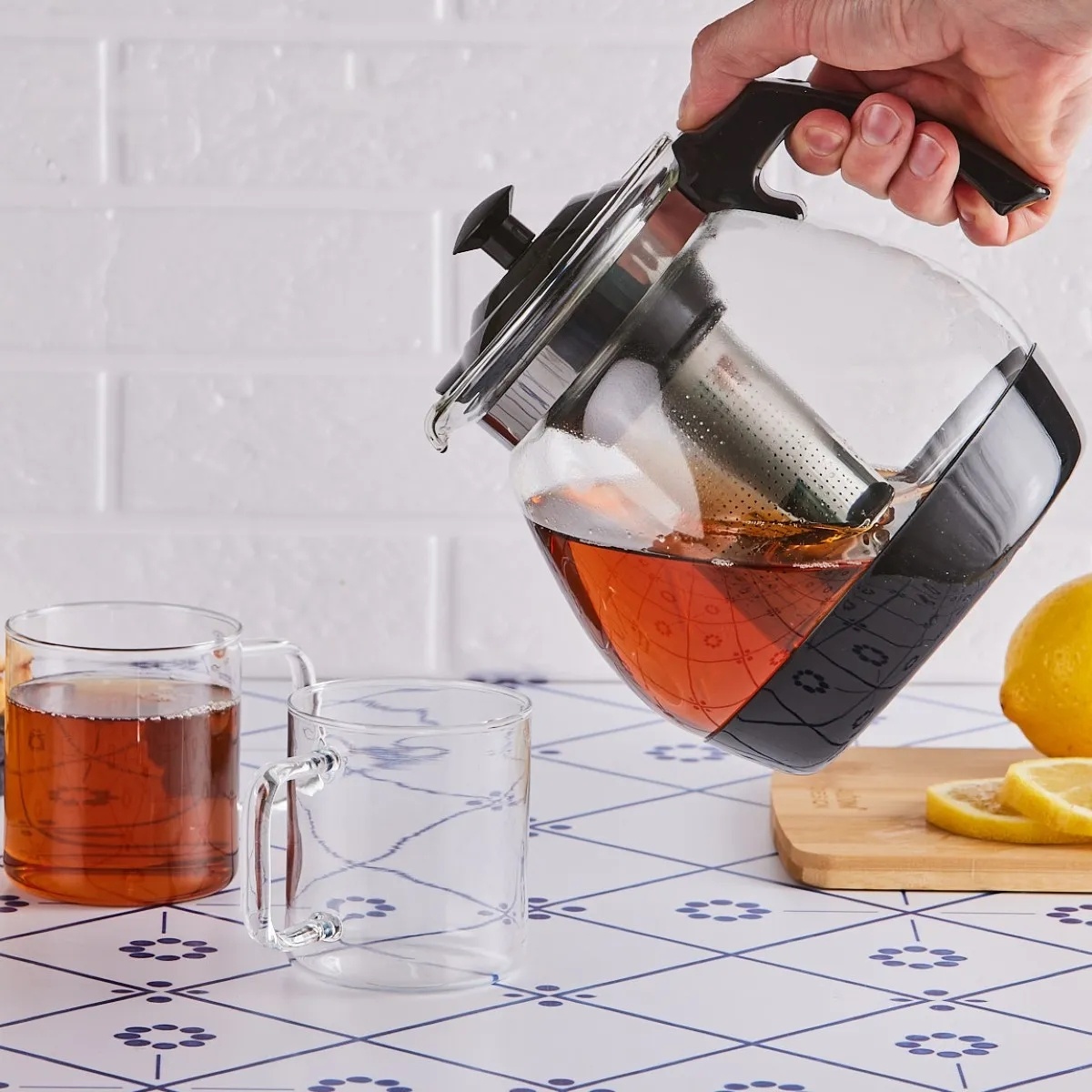 Altom Üveg teáskanna szűrővel 2,3 l, fekete termék 2. képe