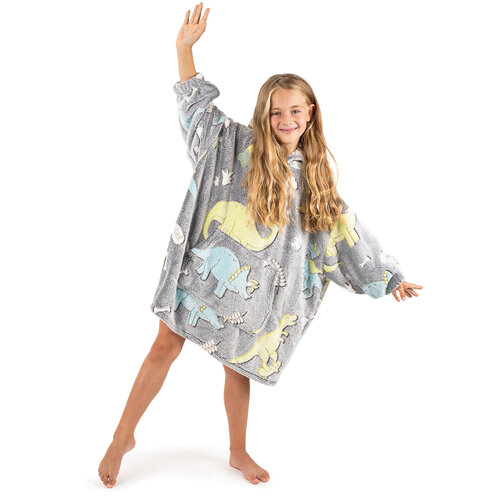 4Home Leuchtender Poncho Dino in Lammfelloptik , 72 x 150 cm