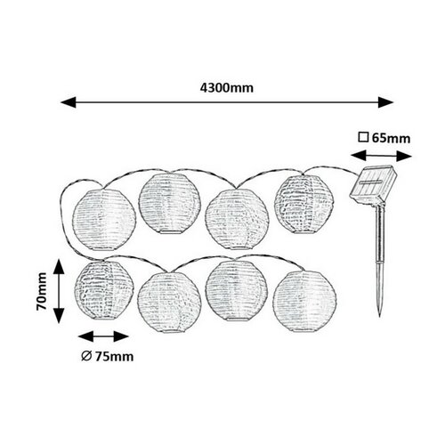 Lanț solar LED Rabalux 77048 cu 8 globuri dehârtie Titu