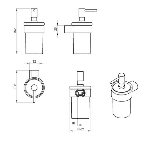 GEDY PI8187 Pirenei dozirnik za milo mlečnosteklo/zlato, 110 ml