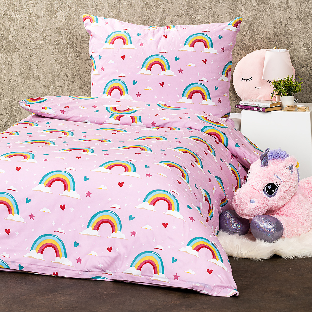 4Home Detské bavlnené obliečky Rainbow, 140 x 200 cm, 70 x 90 cm