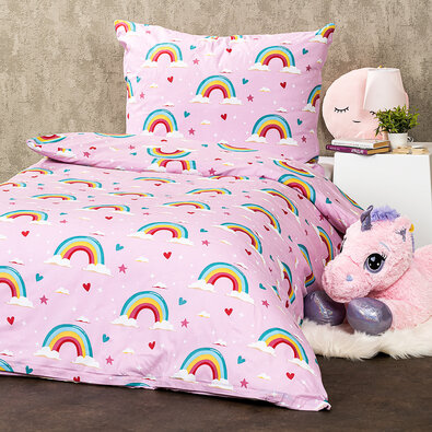 Lenjerie de pat din bumbac pentru copii4Home Rainbow, 140 x 200 cm, 70 x 90 cm