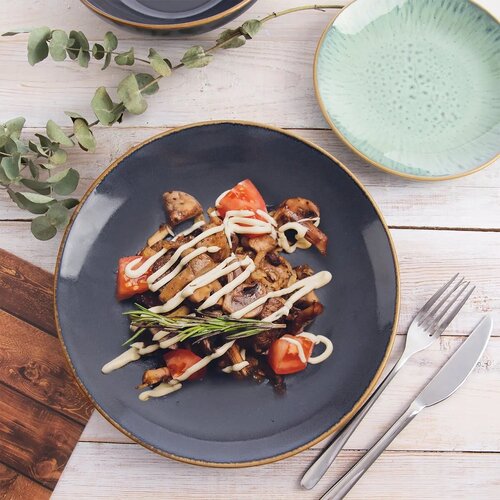 Orion Súprava keramických plytkých tanierov Glaze sivá 27 cm, 6 ks