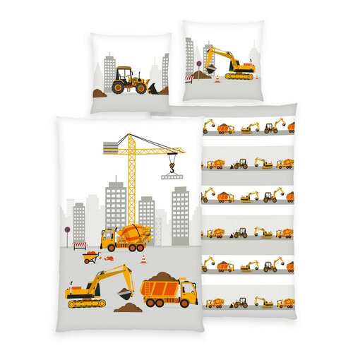 Herding Dziecięca pościel bawełniana Budowa, 135 x 200 cm, 80 x 80 cm
