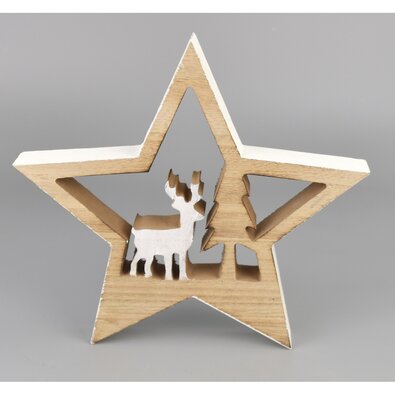 Vánoční dekorace Hvězda s jelenem, 11 x 15 cm