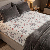 Cearșaf de pat de Crăciun 4Home Snowflakes,, microflanelă, 180 x 200 cm