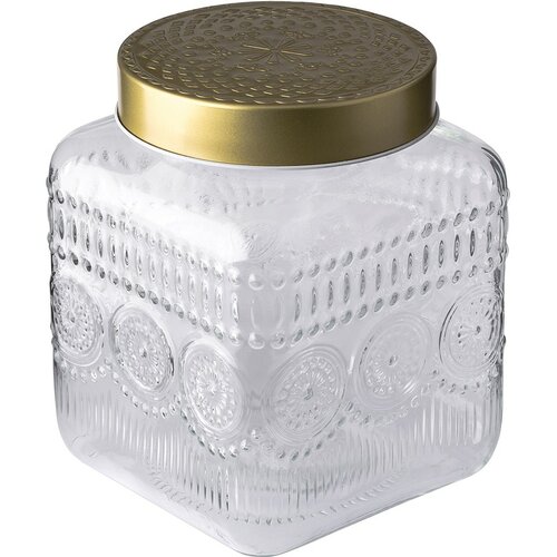 Altom Set of glass jars with golden lids Daisy 1.8l, 4 pcs