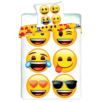 Detské bavlnené obliečky Emoji, 140 x 200 cm, 70 x 90 cm