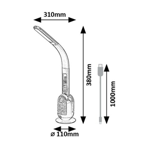 Rabalux 74230 lampa stołowa LED z brokatem Figen, czarny, 5 W, 290 lm, 5000 K, ściemnialna