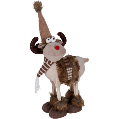 Dekoracja świąteczna Renifer z brązowo-białym szalikiem, 23 x 15 x 37 cm