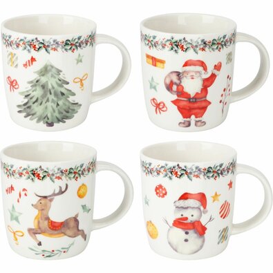 4 darabos porcelán bögrés készlet North Pole 370 ml