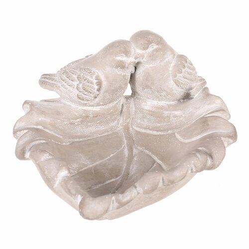 Betonová pítka pro ptáky List, šedá, 21 x 17 x 9cm