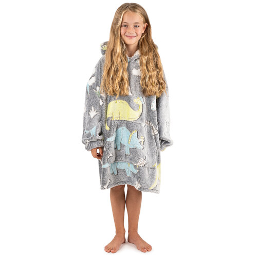 4Home Leuchtender Poncho Dino in Lammfelloptik, uni S - Kinder