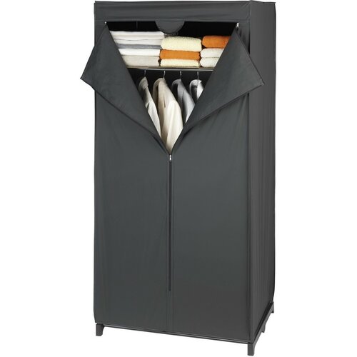 Wenko Faltbarer Kleiderschrank aus PEVA-Folie mit Regal, Deep Black, 160 x 50 x 75 cm