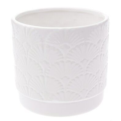 Recipient ceramic ghiveci Shells, alb, 13,5x 12,5 x 12 cm