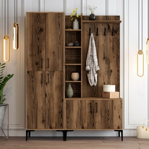 Vešiak na kabáty s botníkom, policami a skriňouViyana Walnut