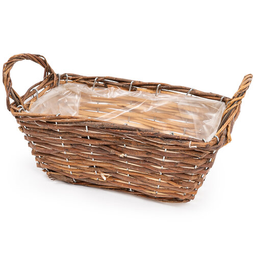 Pletena košara za cvetje rjava, 24 x 12 x 10 cm
