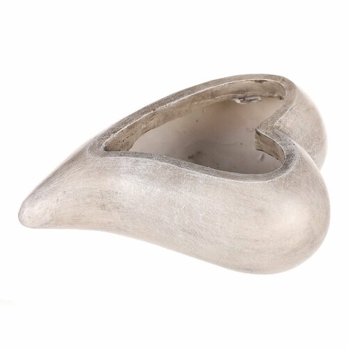 Květinový pietní obal - tvar srdce, polyresin,šedý