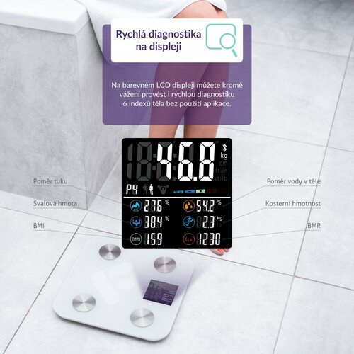 TrueLife FitScale W6 BT waga osobista z Bluetooth,biała